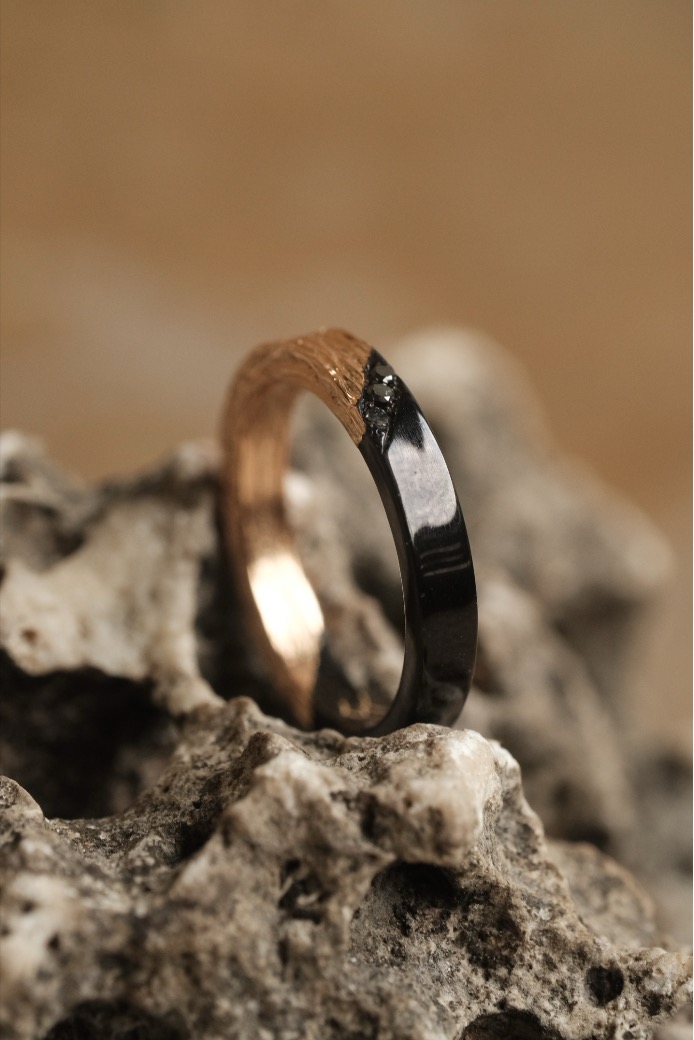 Three-Stone Black Diamond Ring