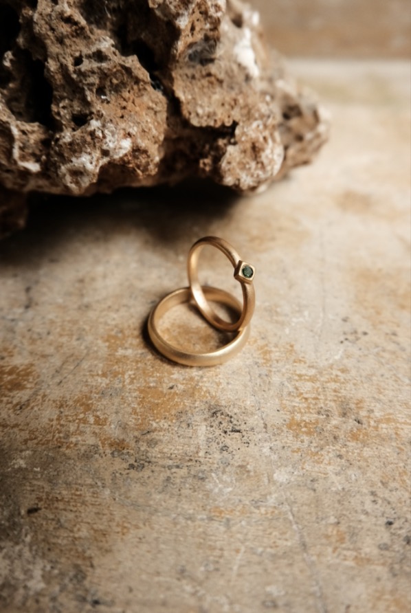 Minimalist Gold Band with Tiny Diamond